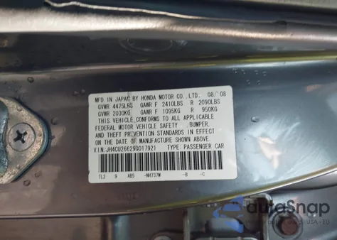 2009 Acura Tsx from USA, damaged, VIN JH4CU26629C017921